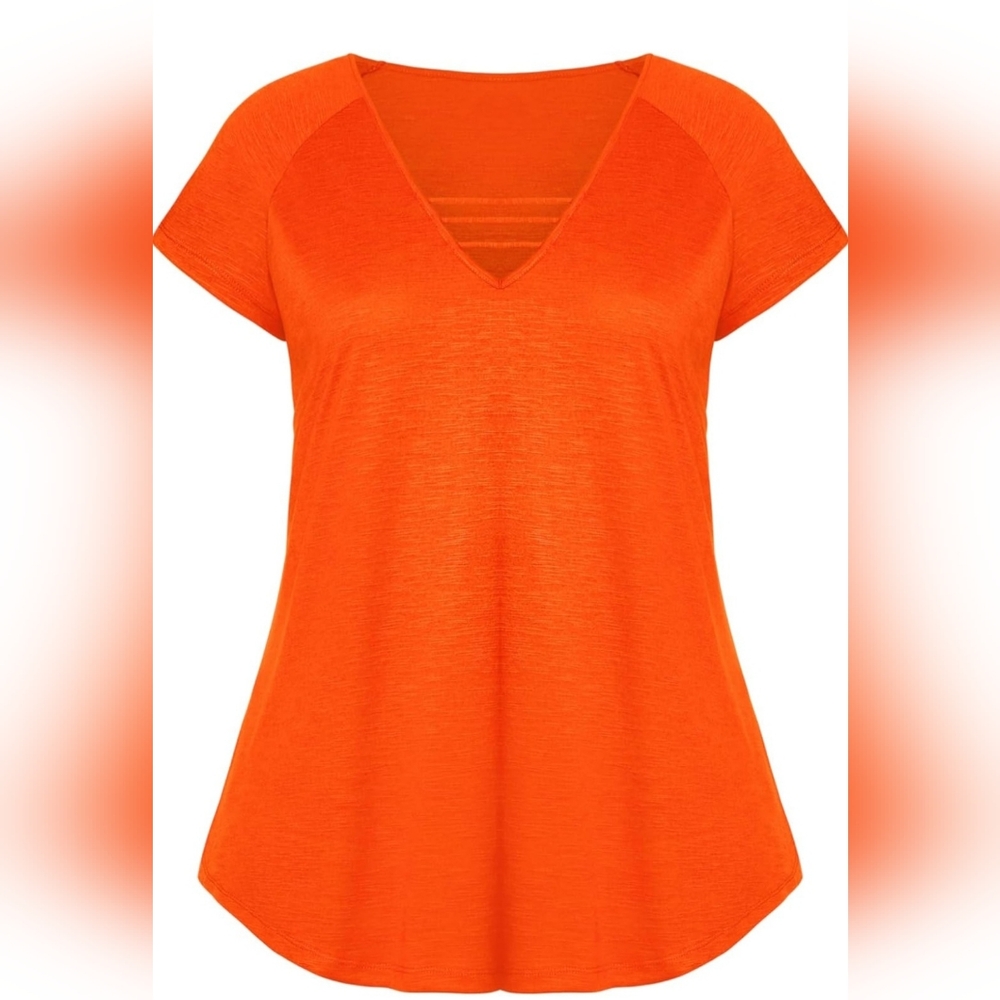 NWT - Avenue Bright Orange V-Neck Top – Plus Size 22/24 - Picture 3 of 12